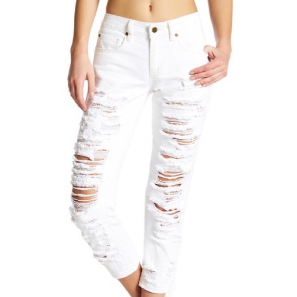 PISTOLA WHITE RIPPED JEANS